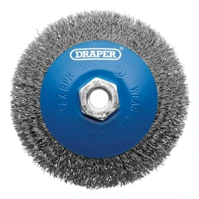 Image of Draper Steel Bevelled Crimped Wire Wheel Brush, 115mm, M14