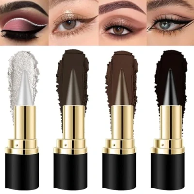 Image of Eyeliner Pencil Set,Black Gel Pencil,4 Colors Natural Black Cream,Long Lasting Waterproof Smudge proof Makeup Eye Liner Quick Drying Formula