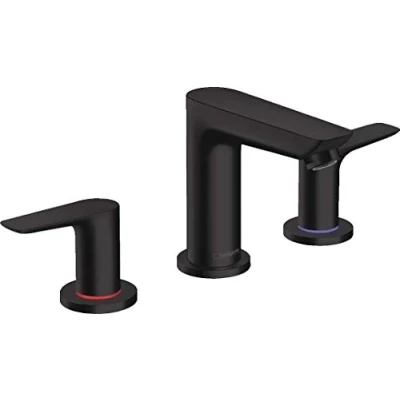 Image of hansgrohe Talis E 71733670 Pop Up Waste 3 Hole Wash Basin Tap Matte Black