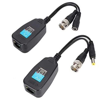 Image of Vipxyc 2Pcs BNC Video Power Balun 1 Pair Passive CCTV Coax Transceiver to RJ45 Connector with HD CVI, TVI, AHD signals