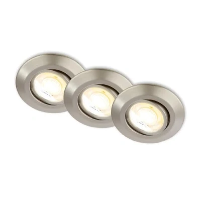 Image of Briloner Klira LED recessed light, nickel, swivelling, dimmable, 3 units