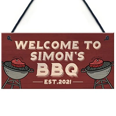 Image of RED OCEAN Personalised BBQ Barbecue Signs Garden Decor Shed Gifts