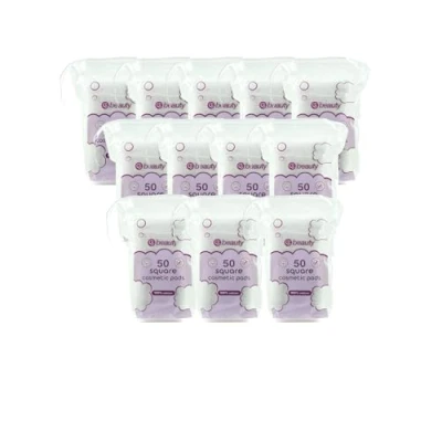 Image of CS Beauty 600 Cotton Cosmetic Pads, Square Shape, (12 x 50 Count), 100% for Make up Nails Face Manicure