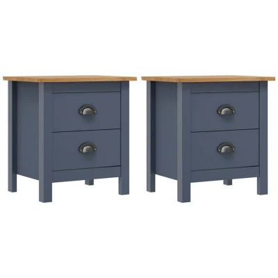 Image of vidaXL Bedside Cabinets Hill 2pcs Grey 46x35x49.5 cm Pine Wood