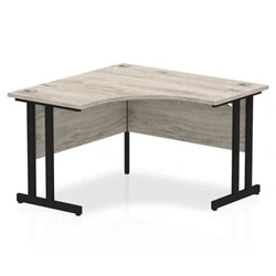 Image of Impulse 1200mm Corner Desk Grey Oak Top Black Cantilever Leg