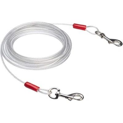 Image of Amazon Basics Dog Tie Out Cable, up to 90 lbs, 25 feet, White