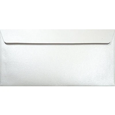 Image of Netuno 100 Long White Pearlescent envelopes DIN DL 110x220mm 4.33x8.66 inches 120gsm Majestic Marble Peel&amp;Seal Straight Flap no Window metallised for Invitations Wedding Greeting Cards vouchers