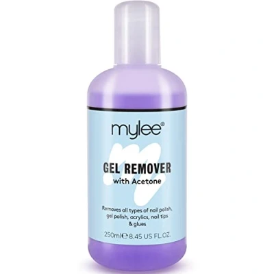 Image of Mylee Gel Polish Remover Acetone 250ml, Salon Professional UV LED Nail Cleaner for Manicures and Pedicures