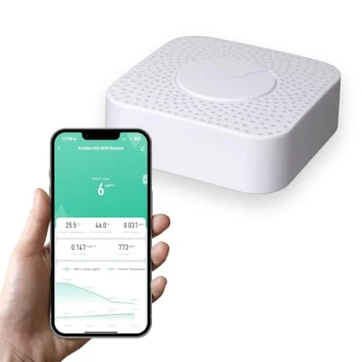 Image of Arrows UK Smart 6 in 1 Air Quality Monitor for Home Real Time Indoor Environment Monitoring, CO2, VOC, PM2.5, Temperature &amp; Humidity Tracker