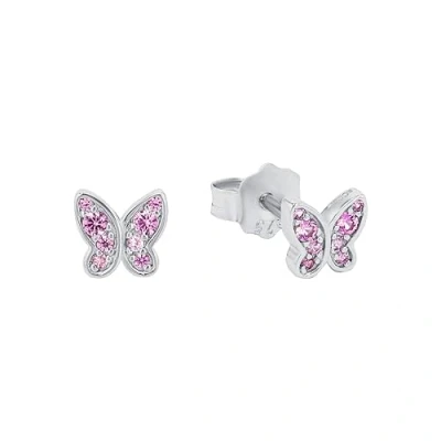 Image of s.Oliver 925 sterling silver girls&#039; children earrings, with zirconia synth, 0.5 cm, silver, butterfly, comes in jewelry gift box, 2036822