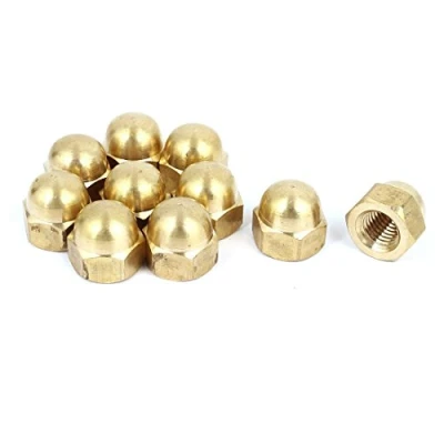 Image of Sourcingmap Hex Cap Nuts 10Pcs M12 Dome Brass Hexagon Decorative Nut for Screws Bolts Tone