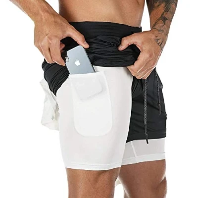 Image of Superora Mens Running Gym 2 in 1 Sports Shorts Breathable Outdoor Workout Training with Pockets Grey