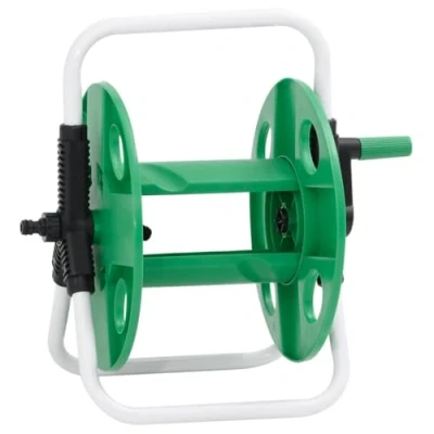 Image of vidaXL Green Free Standing Hose Reel Cart 45 m Capacity, Galvanised Steel Construction, Quick Release Mechanism, Compact Storage Solution