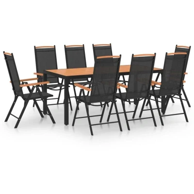 Image of vidaXL 9 Piece Garden Dining Set Aluminium Black