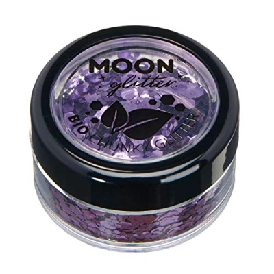 Image of Biodegradable Eco Chunky Glitter by Moon Lavender Cosmetic Bio Festival Makeup for Face, Body, Nails, Hair, Lips 3g