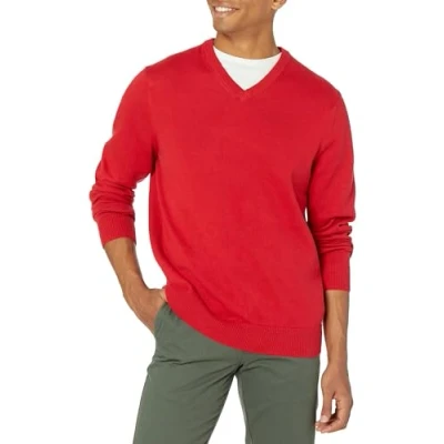 Image of Amazon Essentials Men&#039;s V Neck Sweater (Available in Big &amp; Tall), Red, L