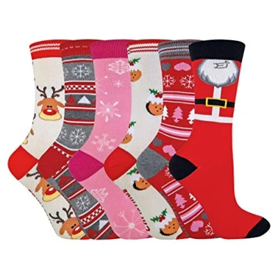 Image of Sock Snob Ladies Festive Feet Cotton Rich Novelty Christmas Socks (Multicoloured Pack 2)