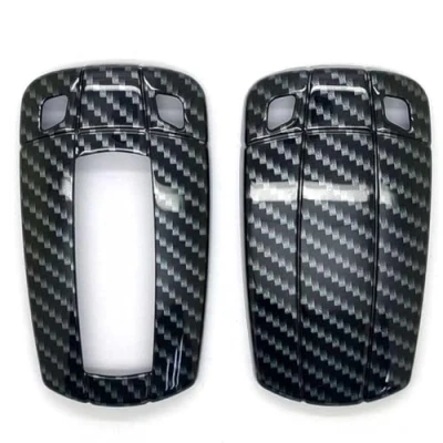 Image of OTMIK ABS Carbon Fiber Pattern Car Key Cover Cases Compatible with bmw 1 3 5 6 7 Series X1 X5 X6 E90 E92 E93 E60 Case Accessories (Black)