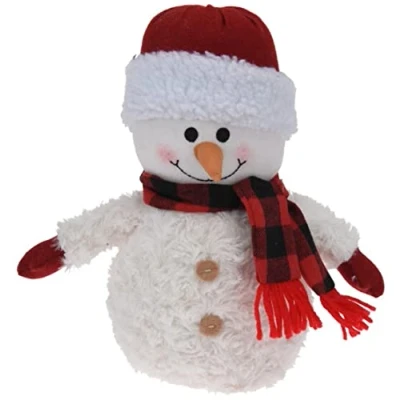 Image of Fabric Christmas Door Stop Stopper Heavy Novelty Festive Xmas Character Decoration Doorstop (Snowman with Beanie Hat)