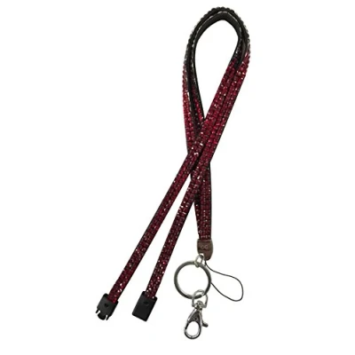 Image of Red Bling Diamante Rhinestone (Breakaway) Lanyards for ID Card &amp; Key Badge Holder, USB Memory Stick Holder