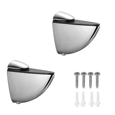 Image of Adjustable Glass Shelf Bracket, Zinc Alloy Support Wall Mounted Metal Clamp Solid for 3 20 mm Thickness (2PCS)