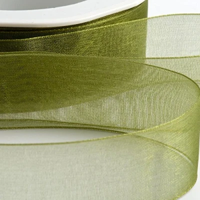 Image of Italian Options Organza Chiffon Ribbon, 15mm x 20 Metre Roll, Moss Green