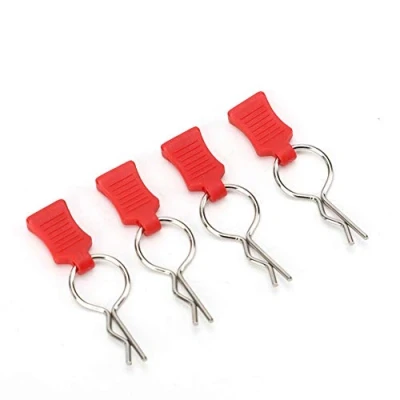 Image of Dilwe RC Body Shell Clip + Mounting Bracket Set, Secure Pin, Aluminum Alloy Accessories Auto Parts Suitable for Traxxas 1/5 1/8(Red)