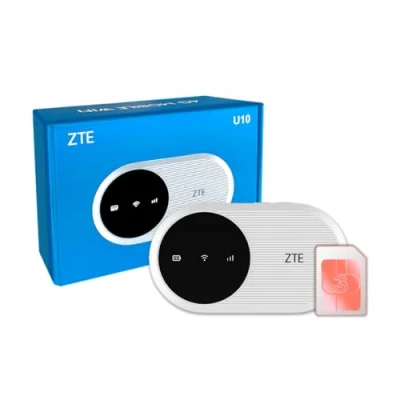 Image of ZTE U10, Wi Fi 6/4G LTE Mobile Fi, Unlocked Low Cost Portable Hotspot, Connects to 32 Devices, 2000mAh Battery, Built in Antenna for Enhanced Speeds, Includes Pre Loaded 24GB Data SIM by Three