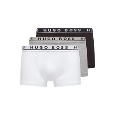 Image of BOSS Mens Trunk 3P CO/EL Three Pack of Stretch Cotton Trunks with Logo waistbands