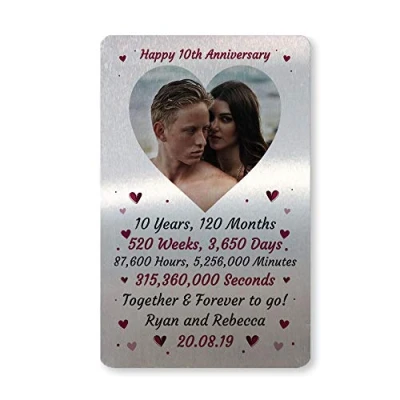 Image of Red Ocean Special 10th Anniversary for Husband Wife Boyfriend Girlfriend Personalised Wallet Card Insert Keepsake