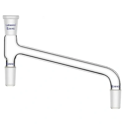Image of Labasics Glass Distilling Adapter, Borosilicate 75 Degree Bent Chemistry Adapter Distillation Laboratory with 24/40 Standard Joints for Apparatus