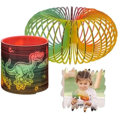 Image of HOVUK Dinosaur Magic Springs 6.5cm Red Classic Coil Spring Toy for Boys Girls 3+Years, Summer Fun Party Favors Supplies, Engaging Playtime