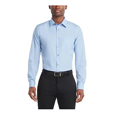 Image of Van Heusen Men&#039;s Dress Shirt Regular Fit Poplin Solid, Ocean Mist, 17&quot; Neck 36&quot; 37&quot; Sleeve