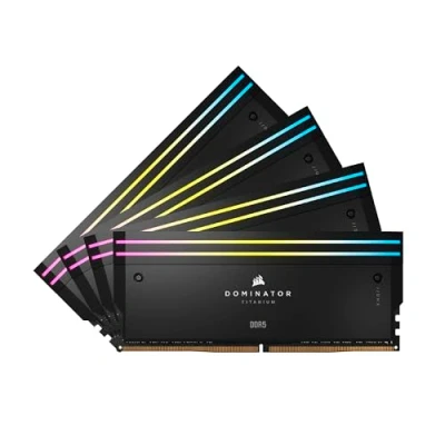Image of CORSAIR DOMINATOR TITANIUM RGB DDR5 RAM 64GB (4x16GB) 6400MHz CL32 Intel XMP iCUE Compatible Computer Memory Black (CMP64GX5M4B6400C32)