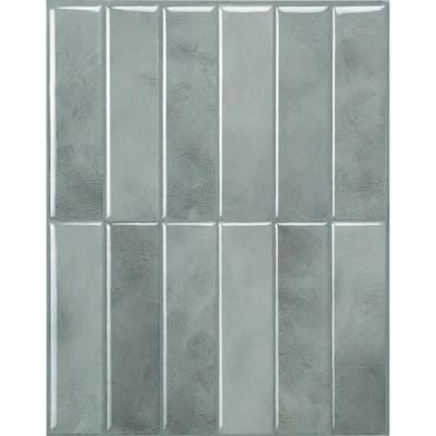 Image of Smart Tiles Self Adhesive Wall Tiles, Tile Stickers for Kitchen &amp; Bathroom, Grey Stick on Peel and splashback, 5 Sheets, 29.03cm x 22.86cm