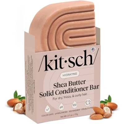 Image of Kitsch Nourishing Conditioner Bar Set for Hair w/Shea Butter Solid Moisture Dry Eco Friendly Zero Waste Works w/Natural Shampoo 3 oz