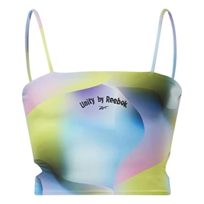 Image of Reebok Unisex Unity All Over Print Sports Bra Acid Yellow S