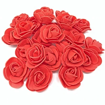 Image of Wedding Touches Red 30mm Foam Rose Flowers Decorative Craft (25)