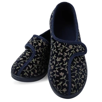 Image of Patterson Medical Sleepers Womens Janice Budget Price Adjustable Slipper In Navy Size: 7UK, Blue