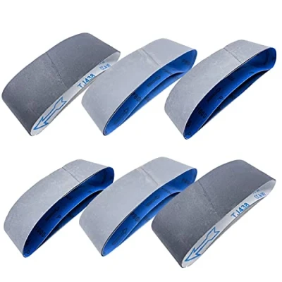Image of 3 x 21 Inch Silicon Carbide Sanding Belts Assortment 4 PCS Each of 600, 800,1000 Fine Grits Knife Sharpening Kit for Belt Sander, 12 Pack (3x21 inch)