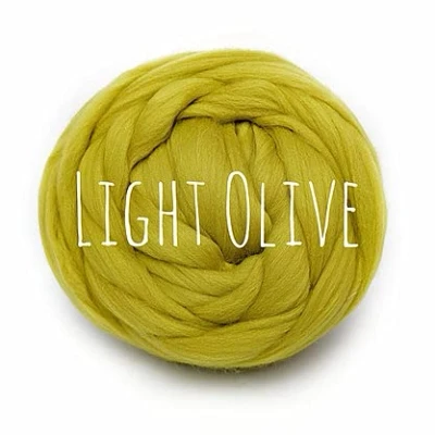 Image of Chunky Wool Light Olive for arm Knitting Blanket Weaving Felting Jumbo Yarn Giant Soft 100g (0.22lb)