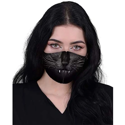 Image of Spiral Cat Fangs Face Masks L Black