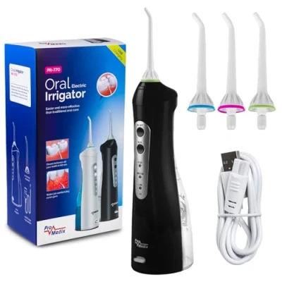 Image of Promedix PR 770 Cordless Irrigator Oral Dental Care 3 Modes of Operation IPX7 High Water Pressure 2 Ends