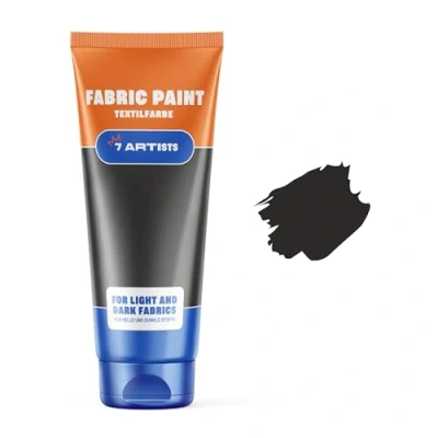 Image of 7 Artists Acrylic Black Fabric Paint 60 ml Permanent for Clothes Non Toxic Silk Children &amp; Textile Paints Easy Washed Hands