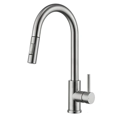 Image of Tohlar Kitchen Sink Mixer Tap with Pull Out Sprayer, Modern Stainless Steel Single Handle Down Sprayer (Brushed Nickel)
