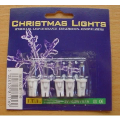 Image of 5 Clear Push In Spare Fairy Bulbs With White Base 2v 0.2w 0.1a (S56)