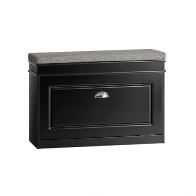 Image of SoBuy Hallway Shoe Bench Rack Cabinet with Seat Cushion and Flip drawer Black W75 x D24 H51cm FSR82 L SCH
