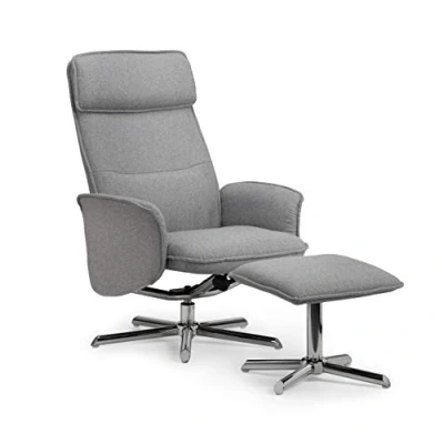 Image of Julian Bowen Aria Recliner and Stool Grey Linen Rise &amp; Recline Chairs