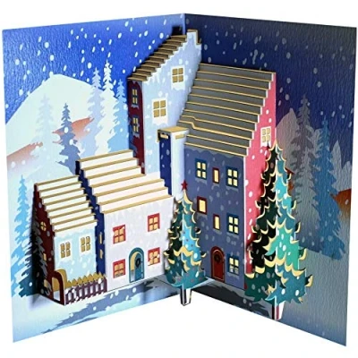Image of Forever Handmade Cards Pop Ups POP110 Christmas Trees Laser Up Card