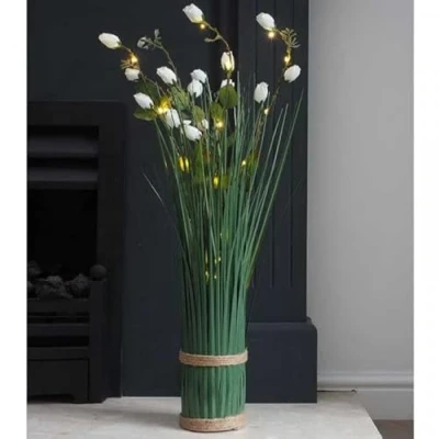 Image of Marco Paul Sweetheart Rose Artificial Flowers Faux Bouquet Fake Light Up Decoration for Home Office Table Centrepiece Wedding